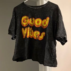 Caution to the Wind Distressed Vintage Cropped Tee